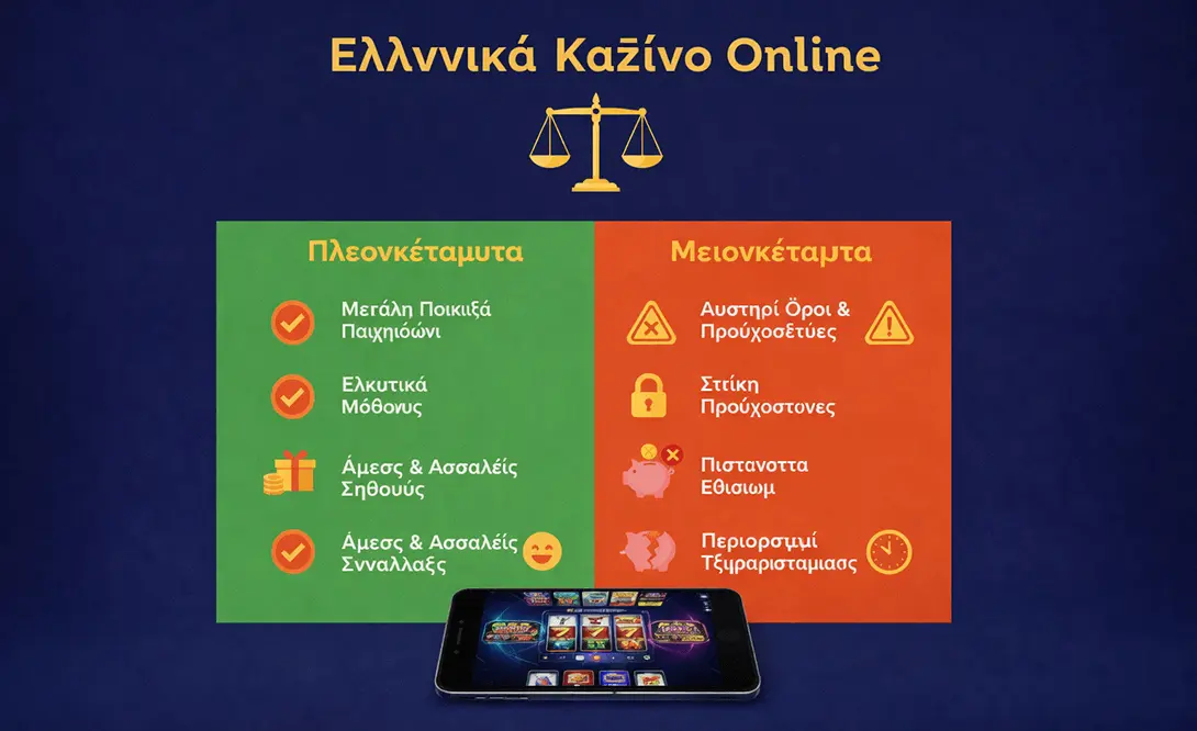 Online casino Ελλάδα - Πλεονεκτήματα και μειονεκτήματα